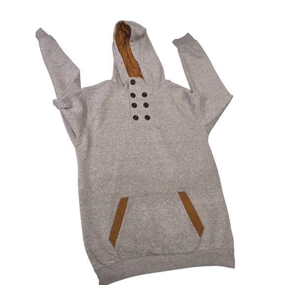 SPOP Hoodie Sweatshirt Womens XXL Pullover Buttons Gray Brown Athleisure Urban - Picture 8 of 16